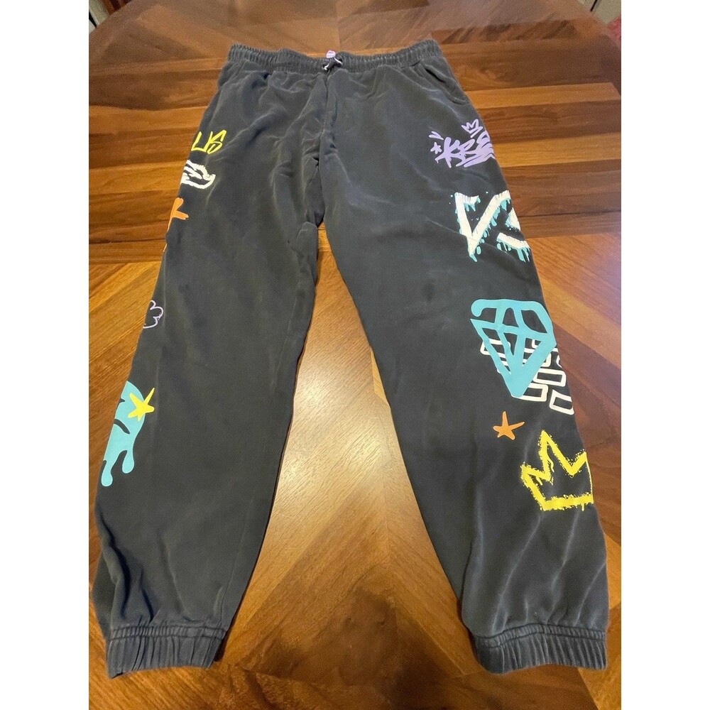 Krew Warren James Collab Graffiti/Graphic Sweatpants XL Women’s Black  Y2K